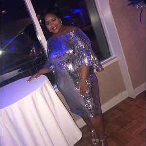 Sequin off the shoulder Flare Dress